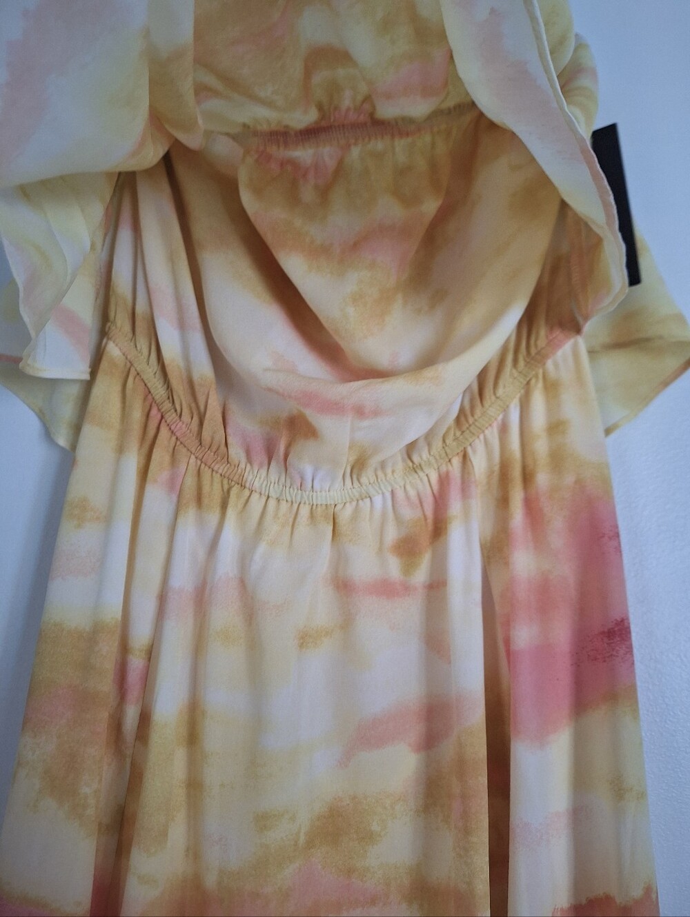 Lulu's Full Of Sunshine Strapless Watercolor Maxi Dress in Yellow & Pink Size M - Picture 8 of 14